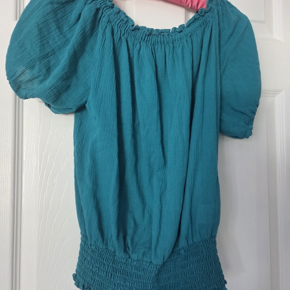 MICHAEL Michael Kors Teal Smocked Blouse